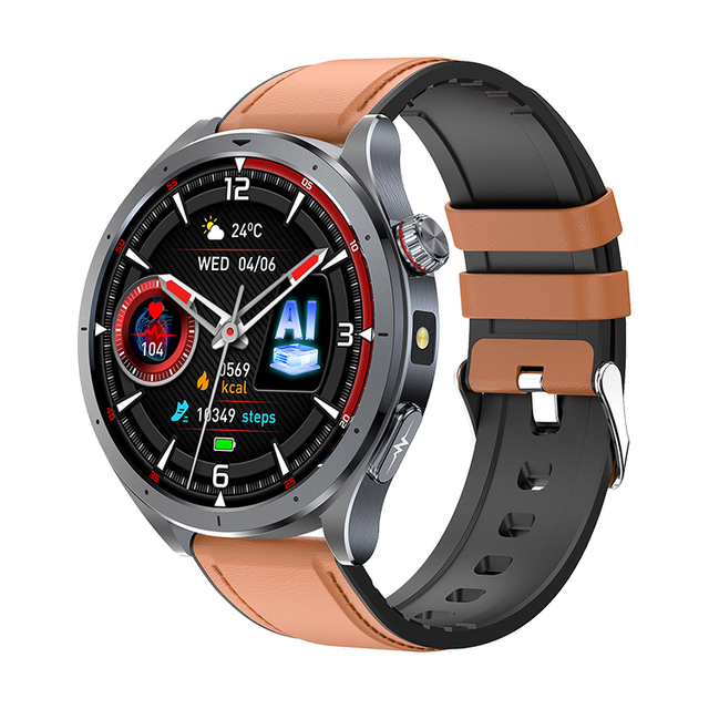 AI-GPT Intelligent Answer Smartwatch Sos Call Blood Component Body ECG Health Tracker ET472 Round Smart Watch with Flashlight
