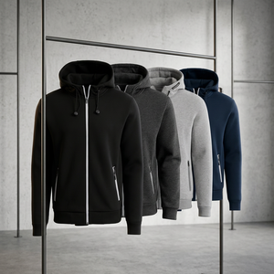 Sweat à capuche zippé intégral pour homme, doublé polaire épais, classique, technique, écologique, anti-plis, coupe droite, hiver - Product Image 3