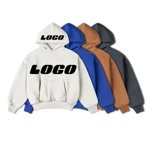 Manufacture High Quality 400 Grams 100% Cotton Men's Pullover Hoodies Custom LOGO Blank Heavyweight PLus Size Unisex Sweatshirts