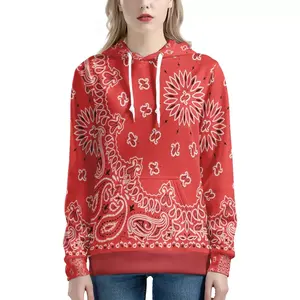 3D Print Paisley style women Personality Sweater super soft long sleeve Upscale girl Durable outdoor sports red bandana Hoodie