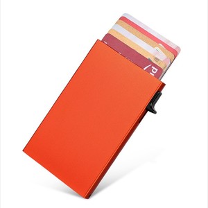 Porte-cartes en alliage d'aluminium, multi-emplacements, protection RFID, étui pour cartes de crédit, pour usage quotidien, noir, argent, orange, couleur unie, Spring - Product Image 2