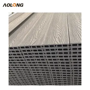 Aolong bền hạt gỗ tự nhiên bề mặt vật liệu mới lỗ vuông rỗng WPC decking ngoài trời Composite decking
