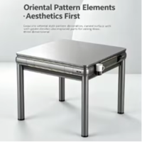 Table de Mahjong Automatique Moderne Double Usage pour 3-4 Joueurs, Housse Grise Amovible, Mélangeur Ultra Silencieux, Cadre Métallique Durable, Idéale pour Fêtes à Domicile