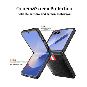 เคสขายดีที่สุดของ Huanmin สำหรับ Samsung ZFlip ลด 30% สำหรับโทรศัพท์แบบพับได้ พร้อมสายสะพายแบบถัก ช่องใส่บัตร และผิวสัมผัสหนังลายลิ้นจี่ - Product Image 4