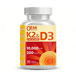 Cápsulas de Aceite de Vitamina D3 K2 OEM 10000 UI, Suplemento 2 en 1 de Vitamina D3 K2, Favorece la Salud Ósea, Cardíaca e Inmunológica - Product Image 1
