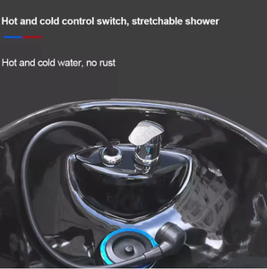 Lit de shampooing portable de luxe pour salons de coiffure, salons de beauté, salles de bain, cuir synthétique, repose-pieds réglable, design moderne pour les cheveux - Product Image 5