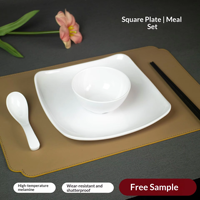 Ensemble d'assiettes carrées en mélamine de 11 pouces, motif uni, minimalisme moderne, résistant aux chocs, assiette spécifique pour les cantines de restauration rapide