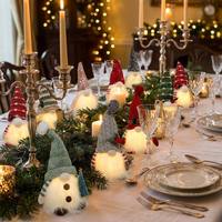 Gnome de Noël lumineux à LED en gros - Poupée à chapeau tricoté flocon de neige et lumière chaude - Décoration de table festive pour intérieur