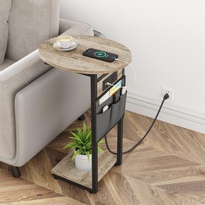 C a forma di tavolo con stazione di ricarica piccolo per divano vassoio <span class=keywords><strong>TV</strong></span> scivolo sotto divano tavolo con struttura in metallo per soggiorno camera da letto - Product Image 1