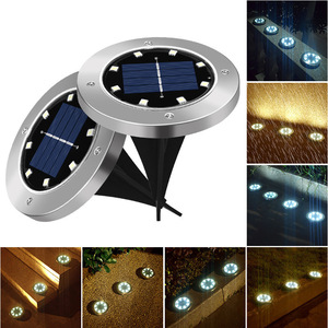 Luz solar empotrada en el suelo, 8 LED, de acero inoxidable, para exteriores, jardín, camino, con interruptor inductivo, para iluminación de patio y césped - Product Image 2