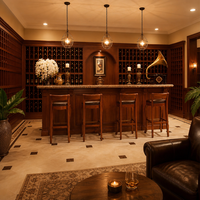 Moderno Mueble Exhibidor de Vino Personalizado con Iluminación LED, Construcción de Madera Sólida para Cocina, Sala de Estar, Comedor y Uso en Hoteles