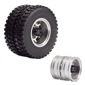 Pneus arrière en caoutchouc OEM RC <span class=keywords><strong>1</strong></span>/<span class=keywords><strong>14</strong></span> pour camion avec jantes en aluminium à 10 rayons pour tracteur <span class=keywords><strong>Tamiya</strong></span> SEMI Trailer Boys - Product Image 4