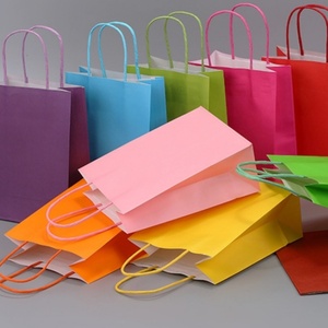 Custom Logo Silk Screen Printed Eco-Friendly Kraft Paper Handle Bag with Twisted Handle Recyclable Customized - Product Image 1