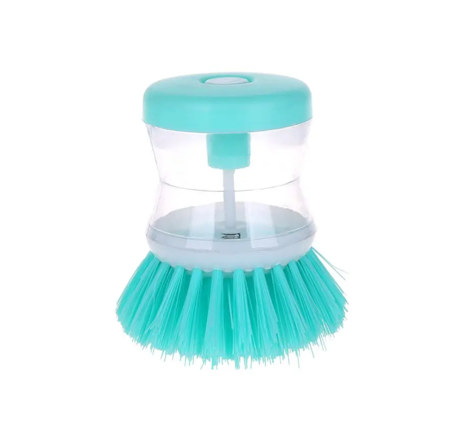 TDF Plastic Soap Dispensing Palm Dish Washer Brush Kitchen Scrubber dish Cleaning Brush With Nylon Bristles