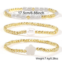 XM Wholesale Fashion Handmade Cicekbileklik Women Jewelry Sea Shell Flower Charm Imitation Pearl Bracelet Set Gift for Her
