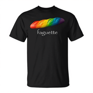 T-shirt Rainbow Baguette Faguette Pride unisex per adulti, girocollo medio, manica corta, stampa digitale - Product Image 3