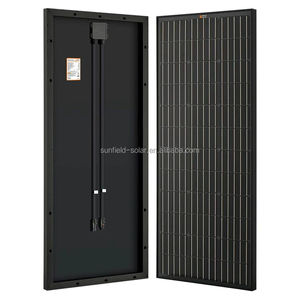Alta efficienza tutto pieno nero 100W 105W 110watt monocristallino silicio PERC HDT HJT celle di vetro 12V Off-grid pannelli solari - Product Image 1