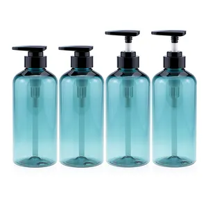 Gourde pour shampoing/huile de cheveux, grande bouteille, couleur populaire, avec pompe à Lotion bleue, 300/500ml, 12 pièces
