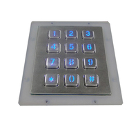 IP65 Wasserdichtes USB-Interface 3x4 Matrix 12-Tasten Metall Industrielles Tastenfeld mit Hintergrundbeleuchtung