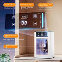 Nouveau ventilateur d'air froid silencieux à double pulvérisation avec affichage numérique et réservoir de 900ml avec poignée et veilleuse atmosphérique colorée