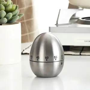 Temporizador de cozinha tipo ovo, temporizador de aço inoxidável, em formato de ovo mecânico