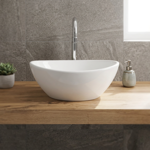 Lavabo de salle de bain en céramique blanc rond à poser sur comptoir, design moderne, populaire, pour hôpitaux et villas - Product Image 4