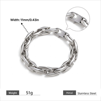 Bracelet à maillons géométriques en acier inoxydable pour hommes, largeur 11 mm, longueur 21 cm, bracelet à maillons épais tendance, fermoir rabattable, vente en gros