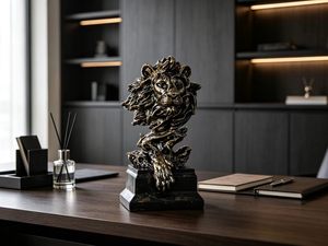 Artesanía <span class=keywords><strong>de</strong></span> resina Decoración del hogar <span class=keywords><strong>Rey</strong></span> Cabeza <span class=keywords><strong>De</strong></span> León Cabeza <span class=keywords><strong>de</strong></span> animal pintada a mano Escultura <span class=keywords><strong>de</strong></span> resina - Product Image 3