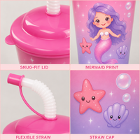 Vente chaude Personnalisé PP 18OZ Boisson Tasses Laser Imprimé Thé Tasses Soucoupes pour Bébé Enfants Prix Compétitif avec Pailles Couvercles