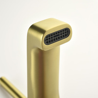 Robinet de lavabo en laiton brossé, monotrou, à montage sur comptoir, corps haut, levier vertical, bec coudé à 90°, pour lavabo de salle de bain, design contemporain
