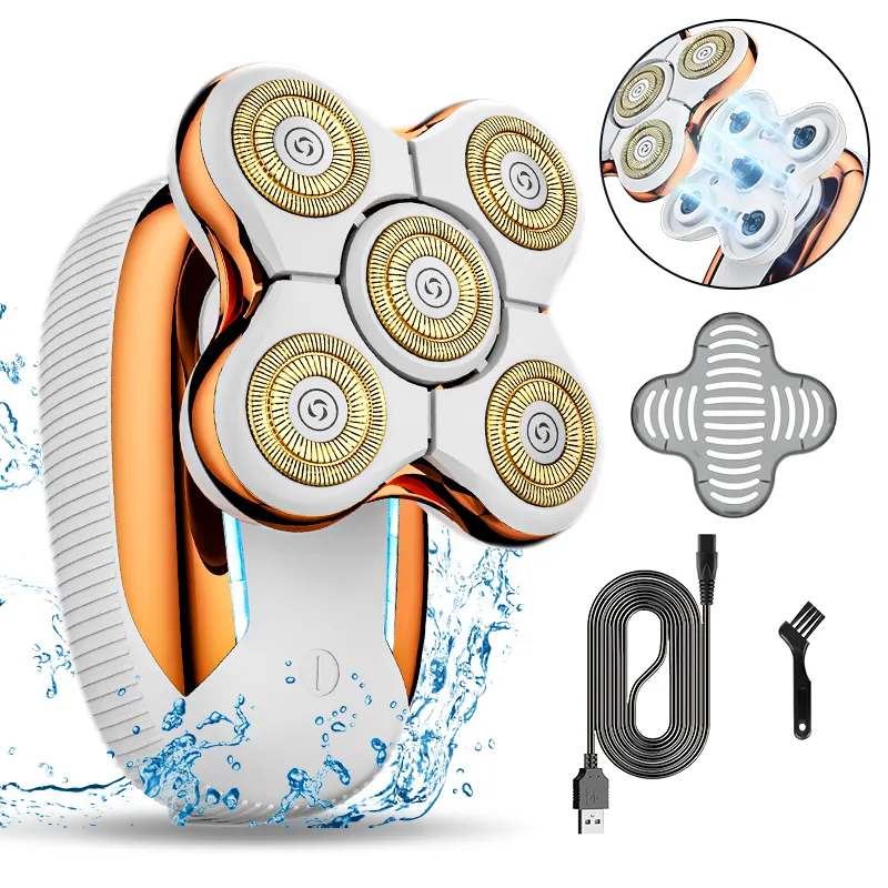 Resuxi LK-5588 Waterproof Hair Head Shaver USB Rotary Rechargeable Magnetic Blade Electric Rotary Shaver