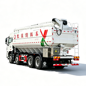 Camión de Transporte de Alimentos a Granel 6x2 6x4 8x4 Blanco con Logotipo Rojo y Verde para el Transporte de Granos y Alimentos para Animales - Product Image 1