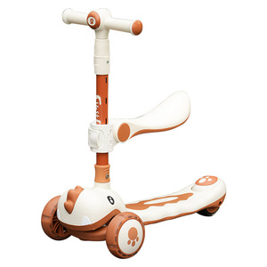 Childrens <b>Scooter</b> <b>2</b> In 1 Ride On With Lights Height Adjustable For <b>2</b> 4 <b>Years</b> <b>Old</b> Kids Green Yellow Color - Product Image 3