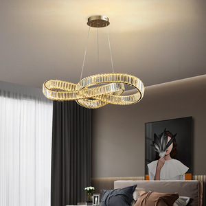 Lustre moderne en cristal doré de luxe pour <span class=keywords><strong>mariage</strong></span>, salon, simple, moderne, hauteur réglable, économie d'énergie, suspension au <span class=keywords><strong>plafond</strong></span> - Product Image 3