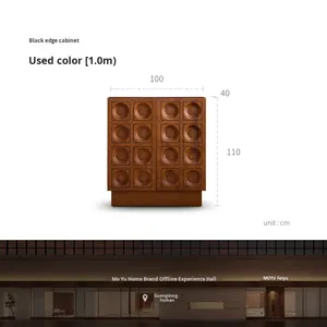 <strong>Mo</strong> Yu/Vinyl High Cabinet Modern French Retro Style Solid Wood Storage Sideboard Black Wall-Mounted for Living Room <strong>Furniture</strong> - Product Image 6