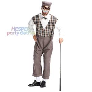 Pantalon à Bretelles HP pour Homme Adulte, Style Grand-Père, à Carreaux, Costume de Centenaire, pour Halloween, Thème TV & Cinéma, en Polyester - Product Image 1