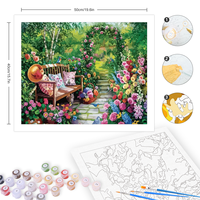 Lukisan dengan Angka untuk Dewasa Kit Bunga Taman Seni Dinding Modern Gambar untuk Dekorasi Rumah 40x50cm/16x20inci Tanpa Bingkai
