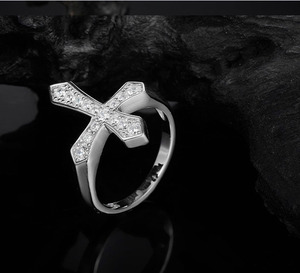 <b>Cross</b> Shape Paved Moissanite <b>Ring</b> S925 Sterling <b>Silver</b> Stackable Religious Promise Finger Jewelry Gift For Women Daily Wearing - Product Image 6
