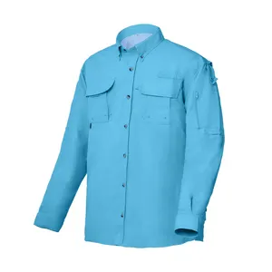 Custom Blank Fishing Shirts Nylon Fabric Upf 50+ Waterproof Men Long Sleeve Button Down Fishing Uv Shirt For Hiking Camping