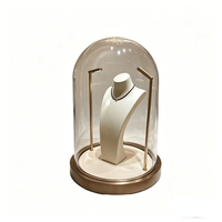 Vitrine à bijoux en acrylique de luxe avec éclairage LED, couvercle en forme de cloche, base en acier inoxydable, pour boutique haut de gamme