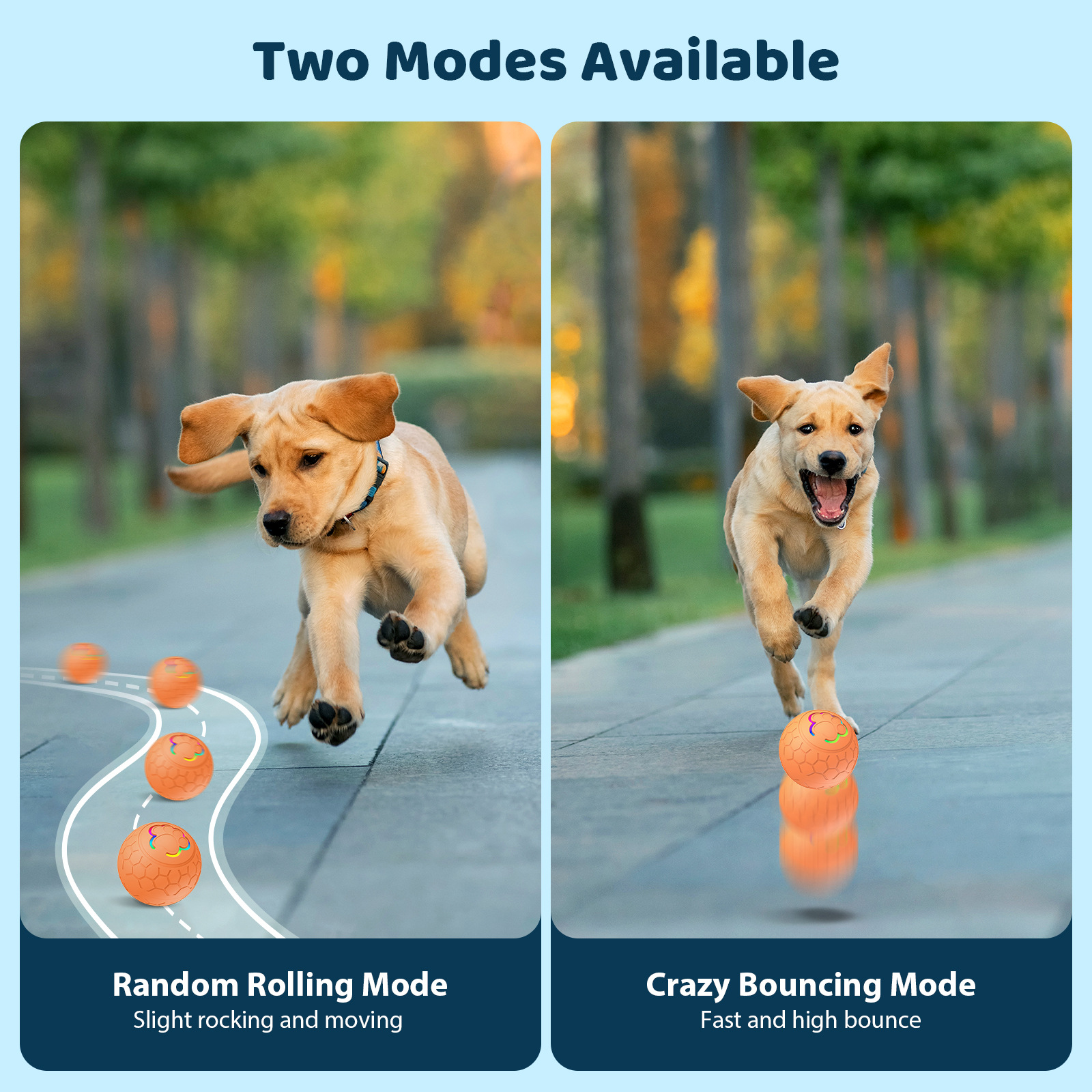 Megac Toy Ball D19: 2025 Smart Pet Bouncing Toy Ball with Auto Move LED Flash Light