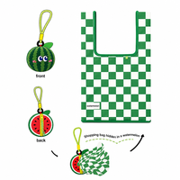 Sac de courses pliable personnalisé avec peluches réutilisables, sac écologique, porte-clés en peluche fruits pastèque, jouets