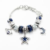 Gouden blauwe kersenbloesem kralenarmband verstelbaar bloemmotief bedel zinklegering kristal strass unisex trendy mode