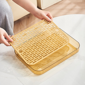 Plateau à thé en plastique rectangulaire avec drainage horizontal, support pour tasses à café, nouveau style 2025 - Product Image 1