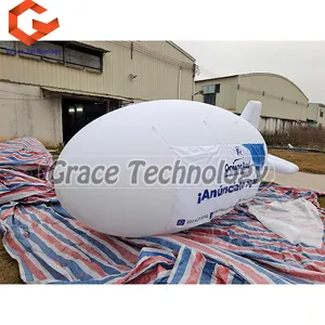 Açık reklam şişme Zeppelin helyum balon PVC beyaz uçan Blimp hava havaya uçurmak Airship ile çıkarılabilir afişler