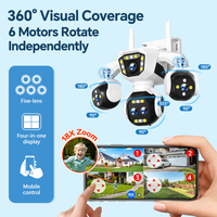 Caméra extérieure multi-lentilles IP66 20MP connectée Wi-Fi avec suivi intelligent du mouvement et vision couleur pour la sécurité à domicile et en entreprise