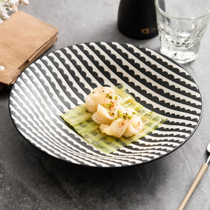 Assiette profonde en céramique gaufrée d'usine à motif végétal moderne Assiette alimentaire occidentale <span class=keywords><strong>Vaisselle</strong></span> d'hôtel haut sens Plat de petit déjeuner - Product Image 2