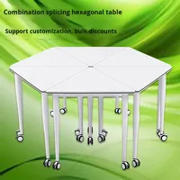 Bureau d'ordinateur hexagonal moderne en PVC, modulable et combinable, pour étudiants, écoles, laboratoires et salles de classe intelligentes