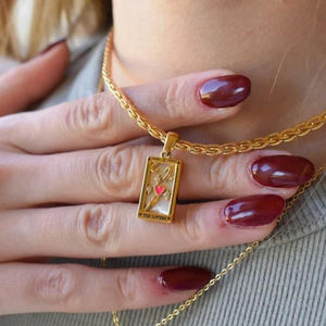 Sol Luna estrellas amante reina <span class=keywords><strong>mago</strong></span> Caballero <span class=keywords><strong>Santo</strong></span> Grial collares simbólicos esmalte cuadrado colorido Tarot tarjeta collar - Product Image 3