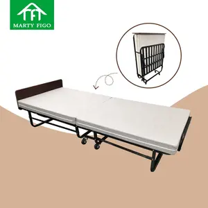 Factory custom single office lunch break fold up bed guest metal hotel extra bed hospital rollaway portable foldable folding bed